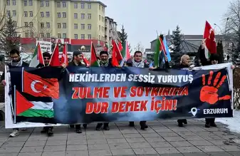 Erzurum Sağlıkçılarından Gazze'ye Destek Yürüyüşü